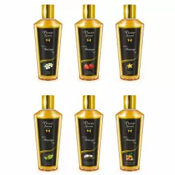 Набор французских массажных масел, 6шт по 30мл:  монои, ваниль, экзотические фрукты, кокос, клубника и натуральный.