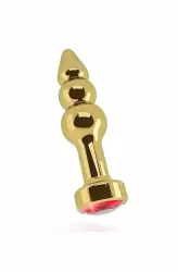 Золотая анальная пробка с рубиновым кристаллом Gold Plug - Red Sapphire