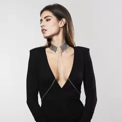 Ошейник из металлической сетки Metallic Mesh Collar – серебристый