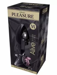 Металлическая анальная пробка Alive Mini Metal Butt, розовый кристалл, 8 см, диаметр 3,4 см, серебристый