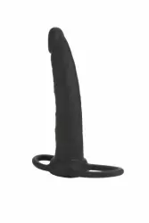 Реалистичный страпон для двойного проникновения California Exotic Novelties Silicone Double Rider, 14 см, силикон, черный