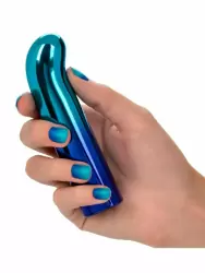 Изогнутая вибропуля Glam, 9 см, 10 режимов, голубой