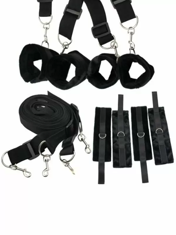Набор бондажей Frisky, для фиксации на кровати, 7 предметов, черный
