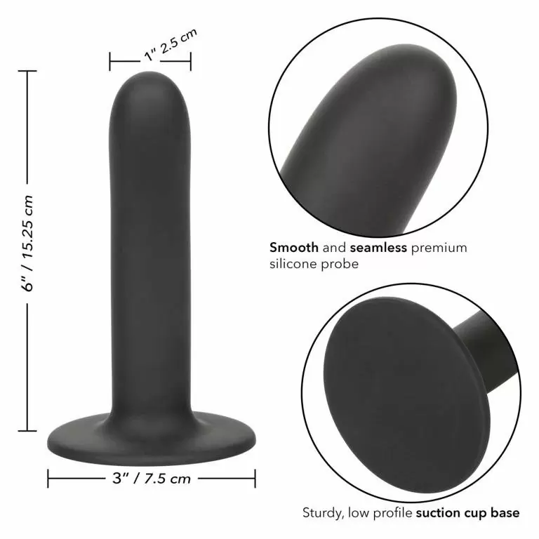 Гладкий cтрапон Boundless Silicone Smooth Probe, изогнутый, 15,2 см, силикон, черный