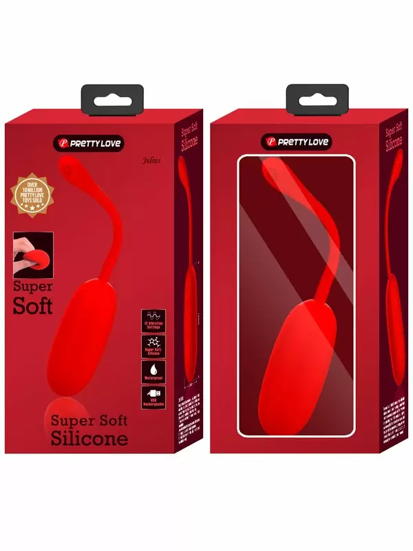 Элегантное виброяйцо Pretty Love Julius, 19,6 см, 12 режимов, силикон, красное