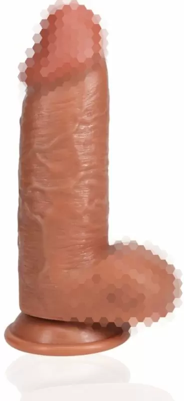 Реалистичный фаллоимитатор Shots Toys Extra Thick Straight with Balls с мошонкой, на присоске, с набухшими венами, 20,3 см х 6,6 см, ПВХ