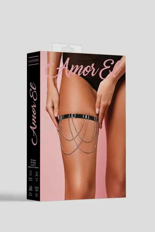 Подвязка с декоративной цепочкой, Amor El, размер OS, черная
