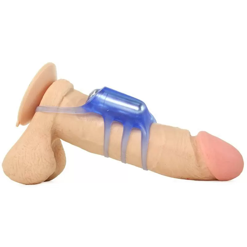 Эрекционная сетка для пар Couple's Pleasure Cage с вибрацией – голубой