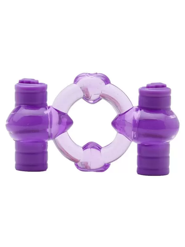 Эрекционное кольцо Duovibrus III с двумя вибростимуляторами - Purple
