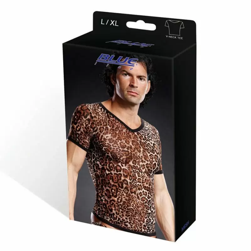 Леопардовая футболка BlueLine из сетки – L/XL