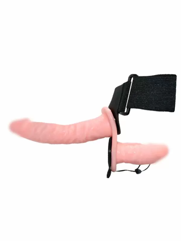 Реалистичный страпон Baile Double Heads Strap-on, 28 см, двусторонний на ремешках, телесный