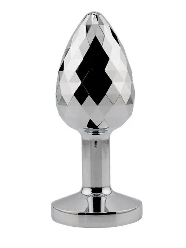 Алюминиевая текстурная анальная пробка с прозрачным кристаллом Small