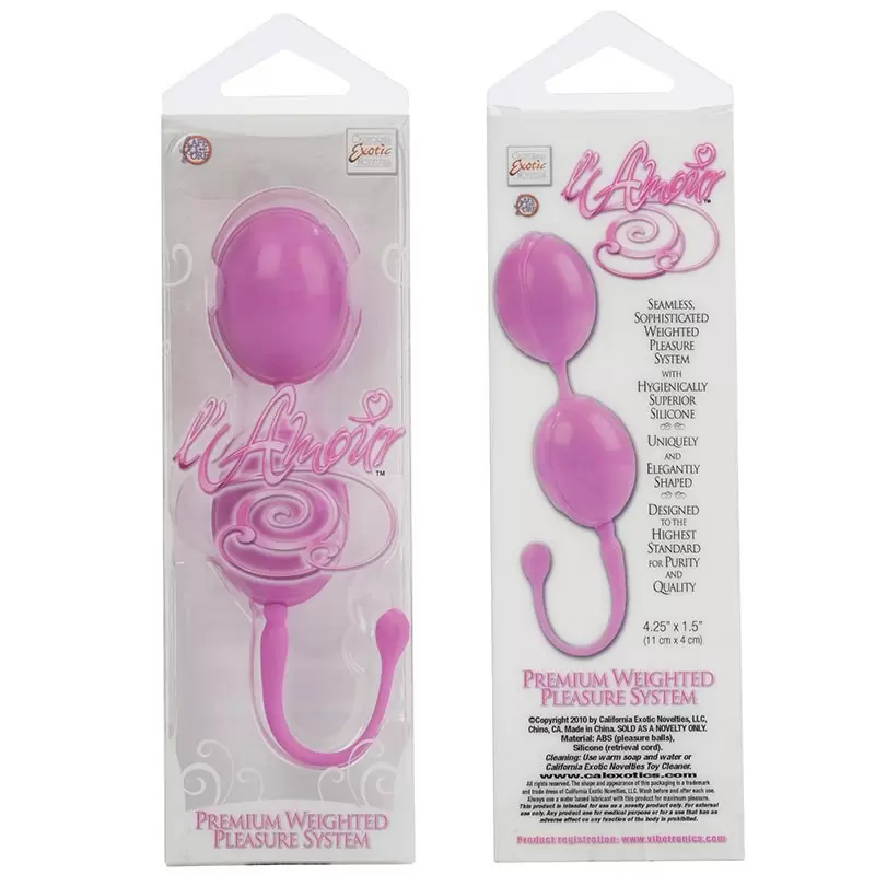 Двойные вагинальные шарики L’Amour, овальные, 11 см, розовый