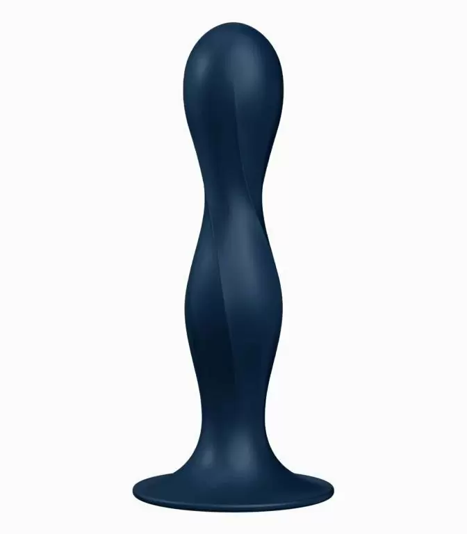 Фактурный фаллоимитатор Satisfyer Double Ball-R, два металлических шариками в стволе, 18 см, синий