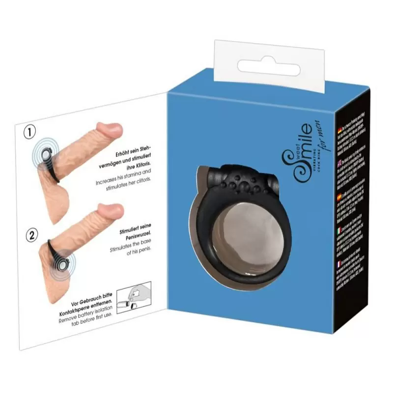 Эрекционное кольцо с вибрацией Smile Stayer - черный