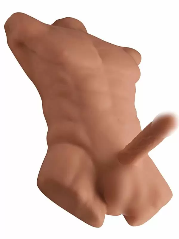 Apollo - реалистичная секс-кукла в форме торса с фаллоимитатором, коричневая | Он и Она 18+