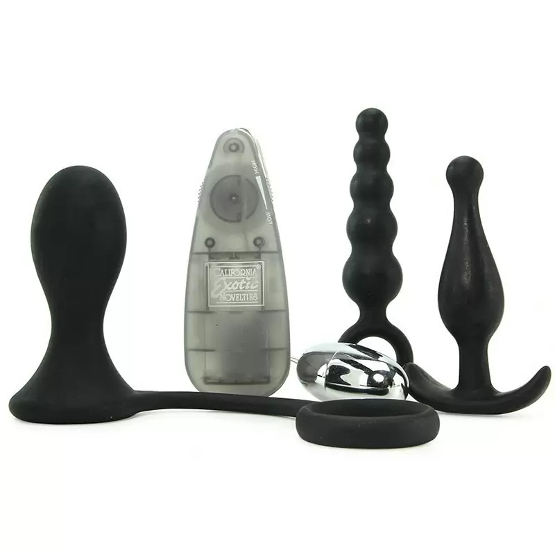 Анальный набор His Prostate Training Kit с вибропулей – черный