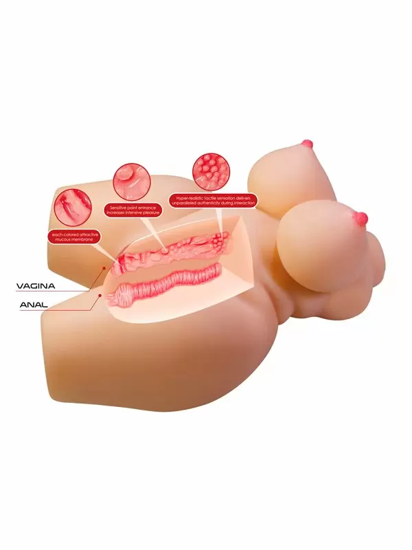 Реалистичный мастурбатор-торс Baile Grace, вагина и анус, 37,5 см, ТПР, телесный