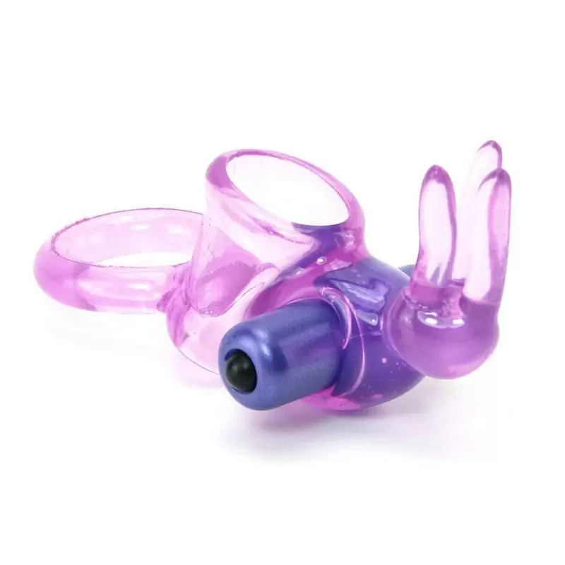 Кольцо Basic Essential Triple Tickler с вибрацией и петлей на мошонку – фиолетовый