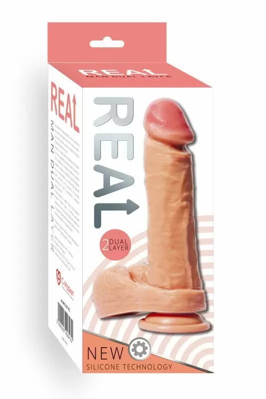 Силиконовый ультра-реалистик с двойной структурой Real Man Dual Layer 16,5 x 4,5 см – телесный