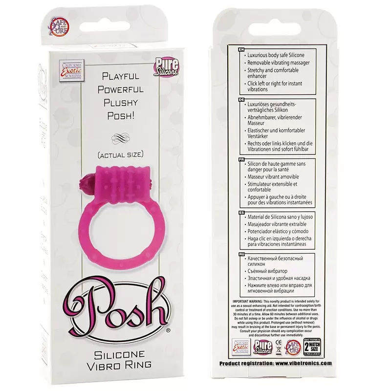 Эрекционное кольцо Posh с вибрацией розовое