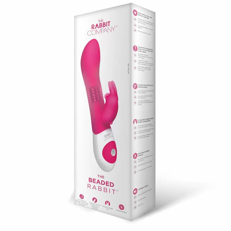 Многофункциональный вибратор с ротацией The Beaded Rabbit - малиновый