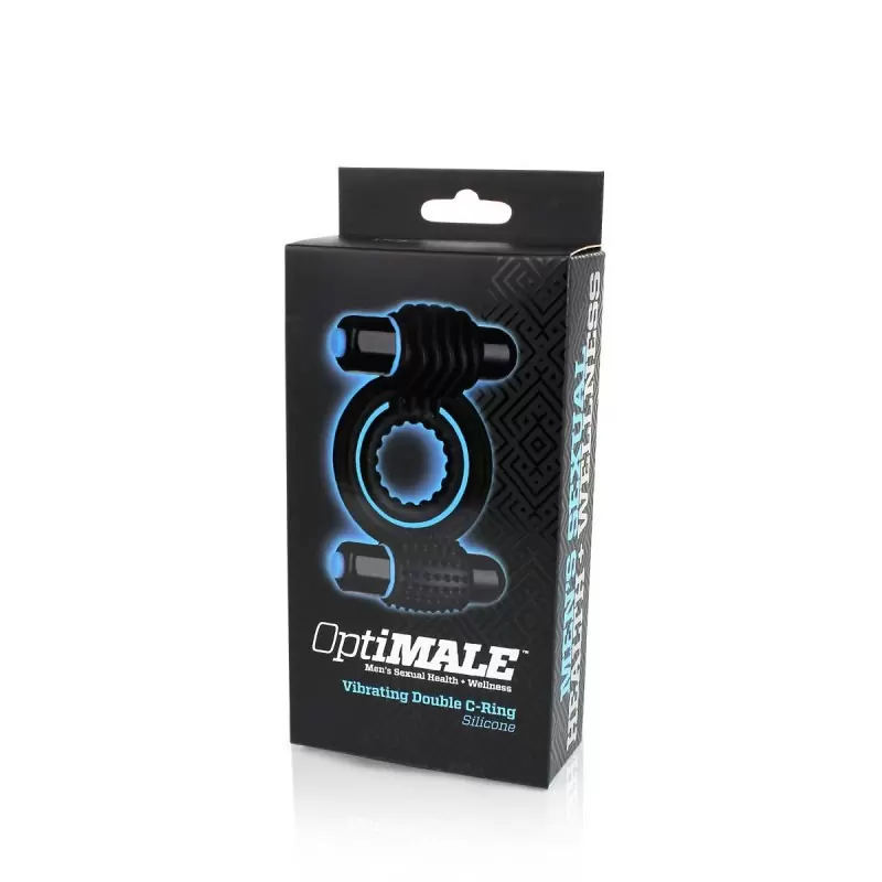 Двойное эрекционное кольцо с вибрацией OptiMALE Vibrating Double C-Ring – черный