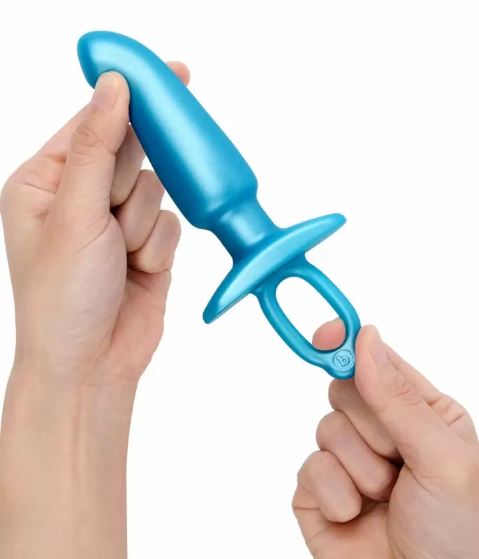 Изогнутый стимулятор простаты b-Vibe HITHER PLUG, 14,3 см, силикон, голубой