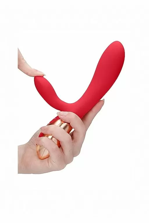 Вибратор-кролик с функцией нагрева Exquisite (красный): 20.5 см, 10 режимов вибрации, АБС/силикон