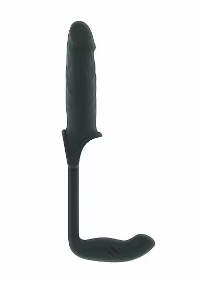 Увеличивающая насадка закрытого типа с кольцом для фиксации на мошонке и анальным стимулятором No.34 - Stretchy Penis Exten and Plug