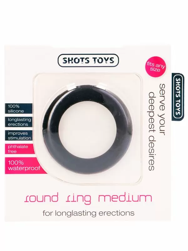 Гладкое эрекционное кольцо Round Cockring, диаметр 3,1 см, силикон, черный