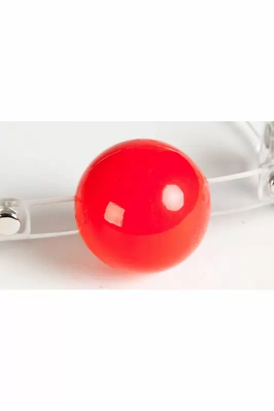 Силиконовый кляп на прозрачном ремешке TOYFA Theatre – красный