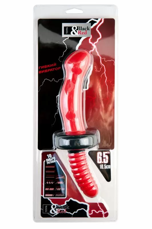 Анальный вибратор с удобной ручкой TOYFA Black&Red – красный