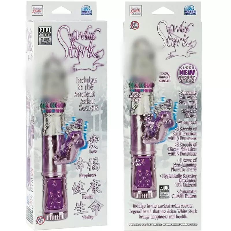 Хай-Тек вибромассажер The White Stork с ротацией – фиолетовый