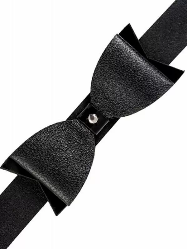 Чокер Pecado BDSM, с бабочкой, натуральная кожа, чёрный