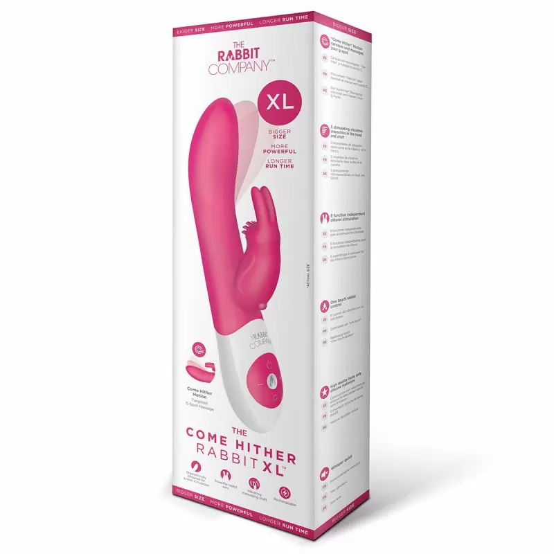 Манящий вибромассажёр-кролик XL размера The Rabbit Company The Come Hither Rabbit – малиновый