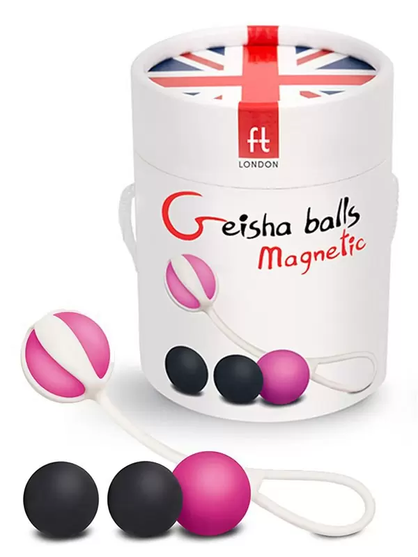 Магнитные вагинальные шарики Geisha Balls Magnetic – розовый с черным