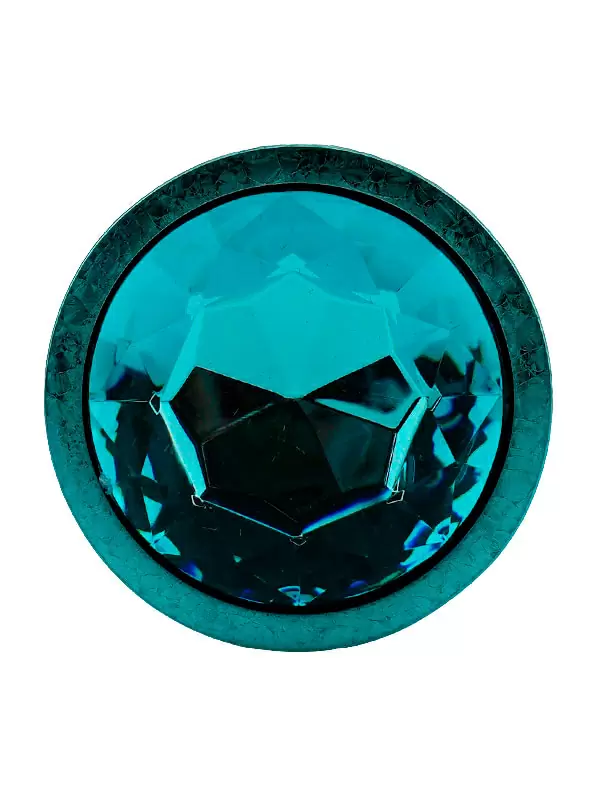 Голубая  алюминиевая анальная пробка с кристаллом Large