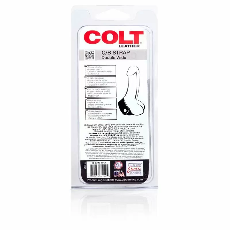 Кожаная утяжка на пенис Colt C/B Strap Double Wide – черный