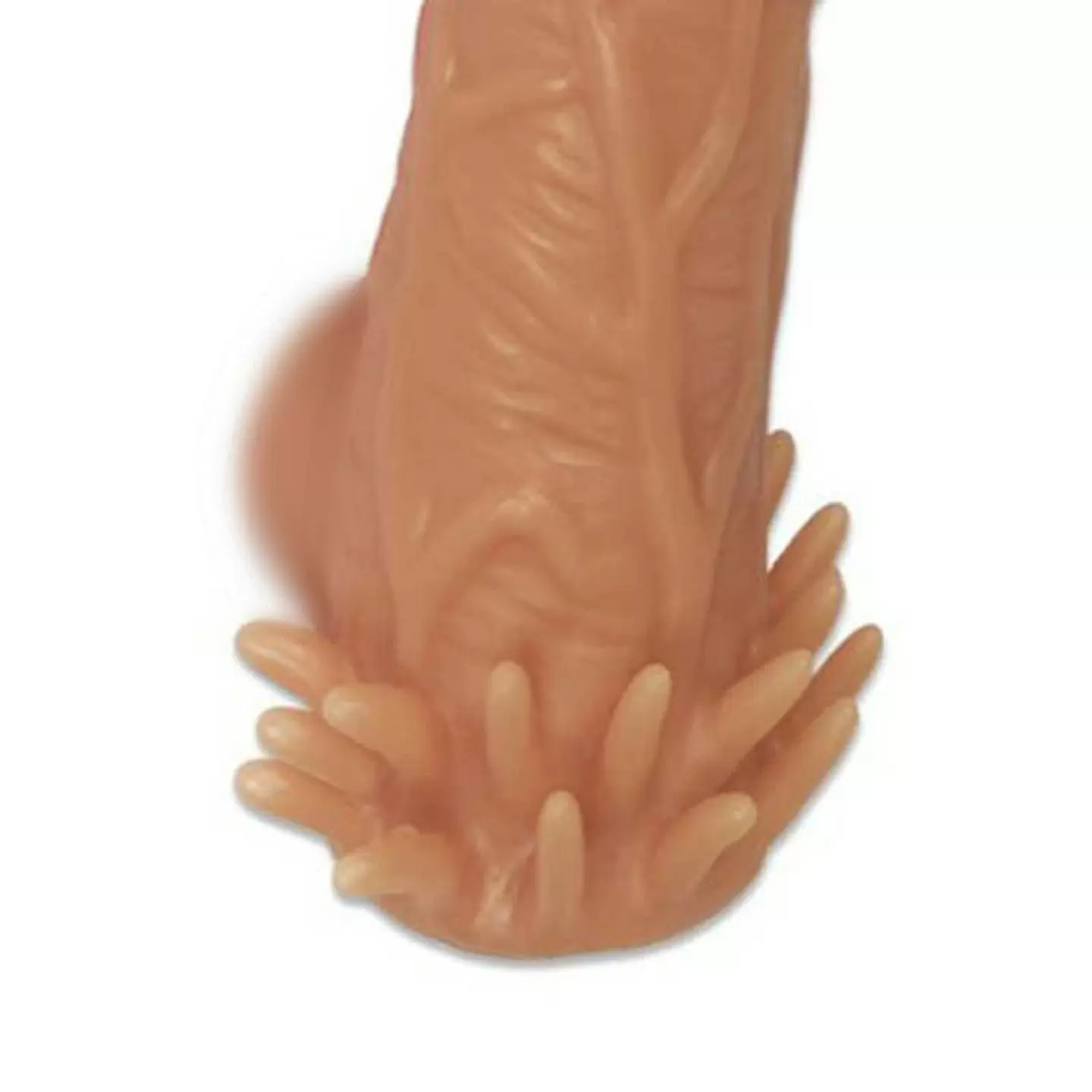 Реалистичная насадка на пенис с усиками, с подхватом мошонки, с открытой головкой, размер L