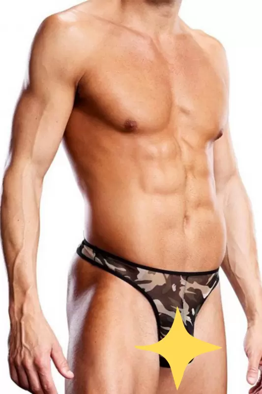 Мужские сетчатые G-стринги BlueLine милитари – S/M