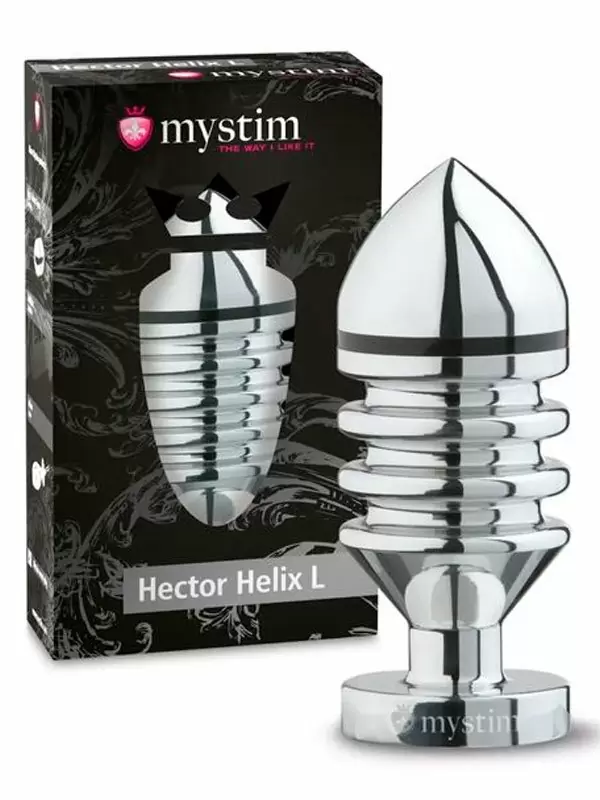 Анальный стимулятор Mystim Hector Helix L, для подключения к источнику электроимпульсов, 11,5 см, серебристый
