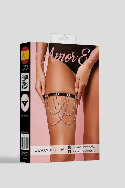 Подвязка с декоративной цепочкой, Amor El, размер OS, черная