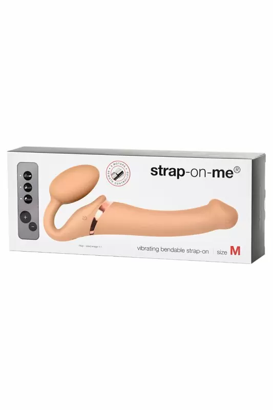 Безремневой страпон с вибрацией. Strap-on-me. 24,5 см. Телесный
