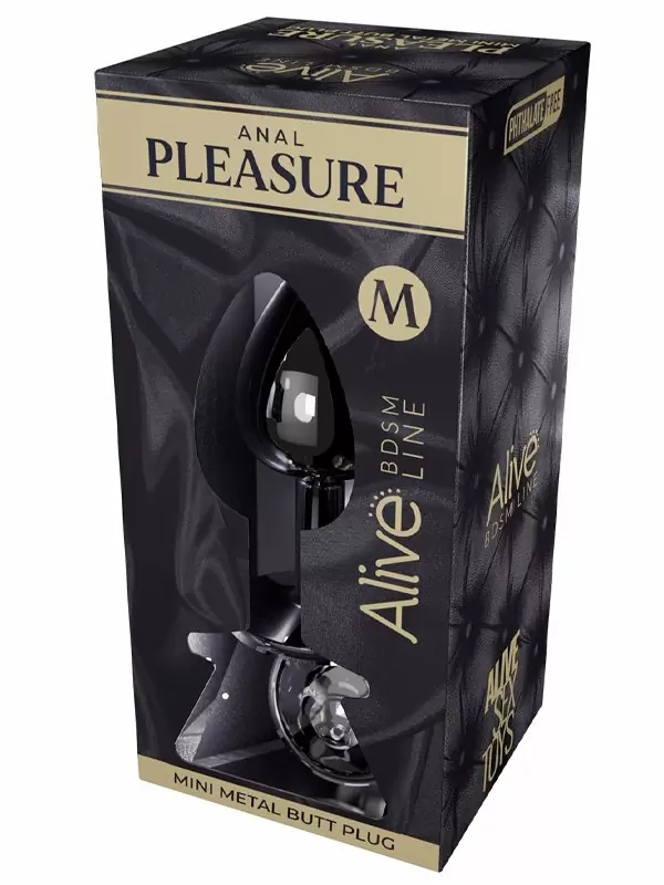 Металлическая анальная пробка Alive Mini Metal Butt, белый кристалл, 8 см, диаметр 3,4 см, серебристый