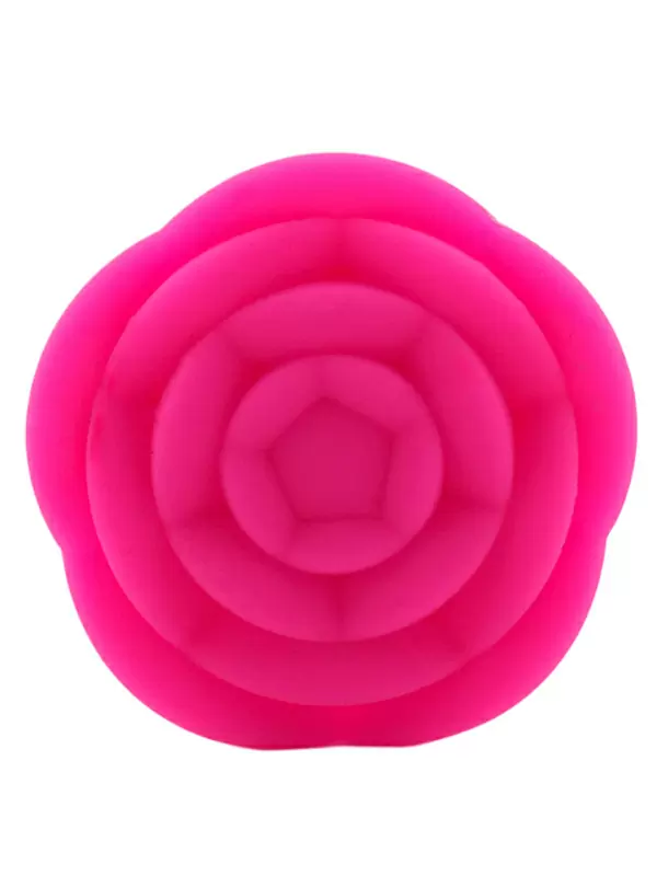 Силиконовая анальная пробка Kanikule Pink Rose с ограничителем в форме розочки, 10 см х 4,5 см, розовый, Large