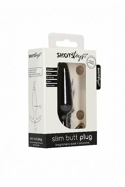 Анальная пробка для ношения Slim Butt Plug, 8,3 см, силикон, черный 