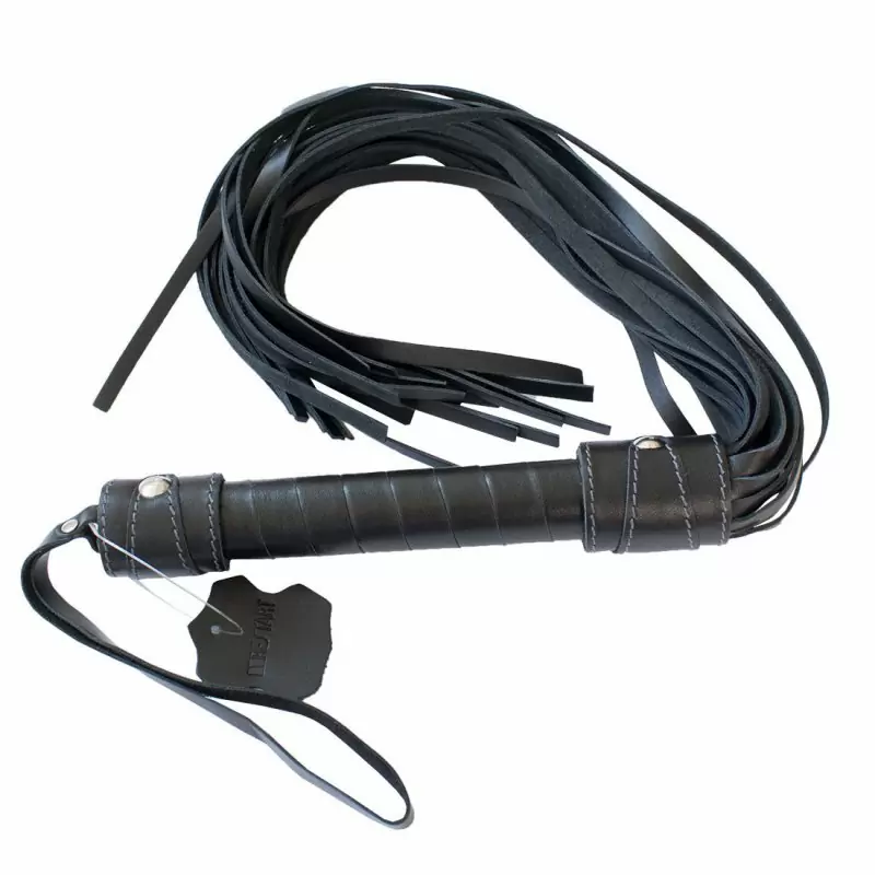 Многохвостая плеть Monro из натуральной кожи - черный