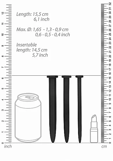 Набор из трех стимуляторов уретры (струн) Silicone Rugged Nail Plug Set 