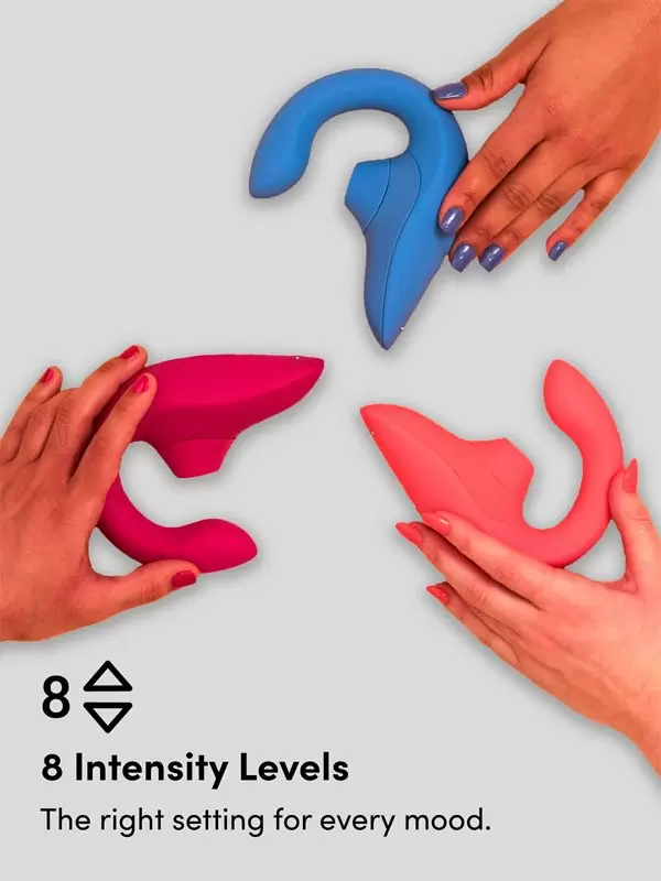 Компактный вибратор-кролик Womanizer Blend с бесконтактной клиторальной стимуляцией, 13,8 см, голубой